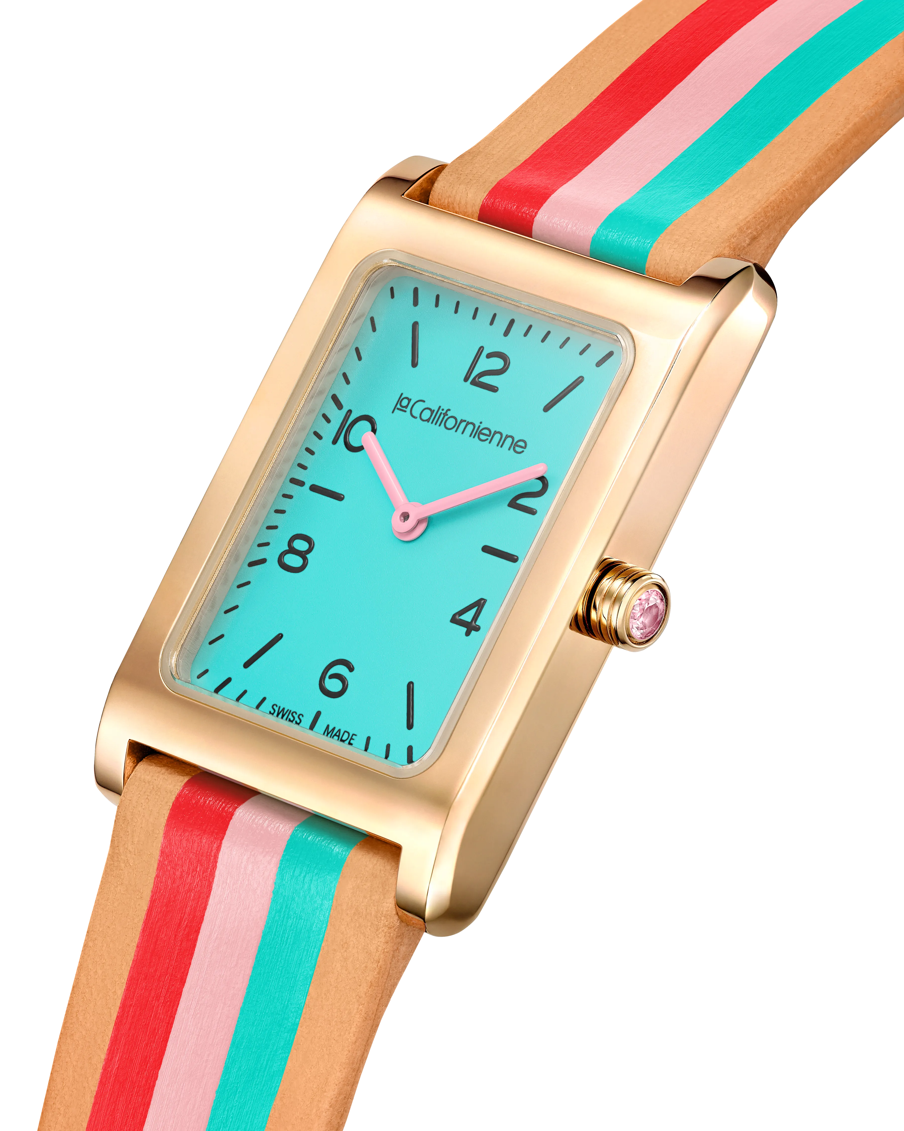 Daybreak Watch in Aqua, Red and Pink