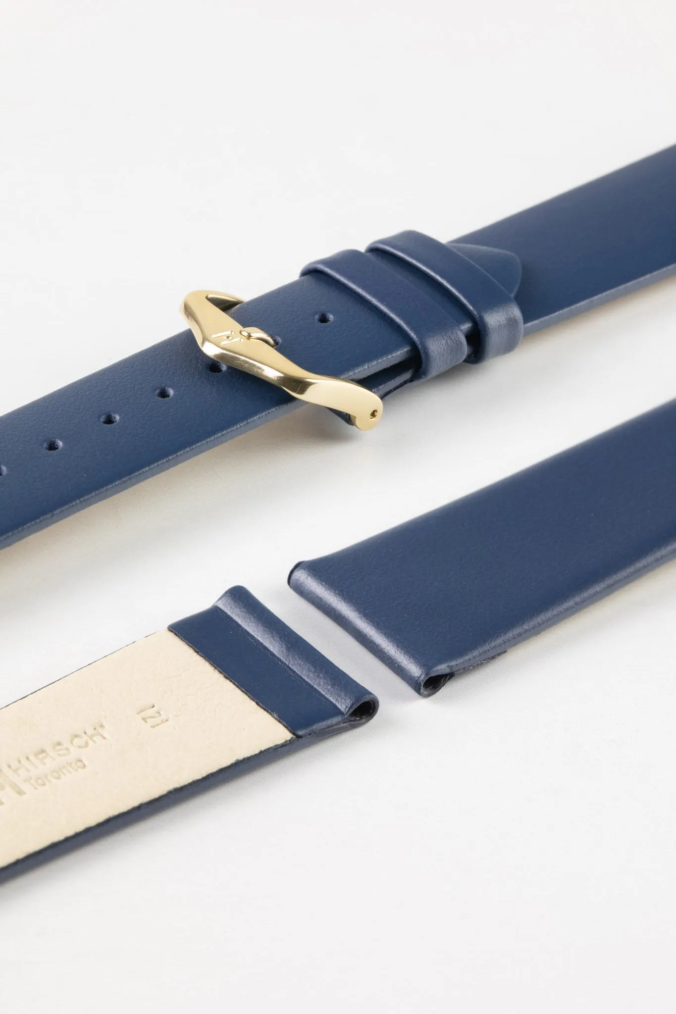 Hirsch TORONTO NQR Fine-Grained Leather Watch Strap in BLUE