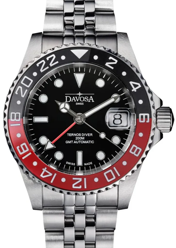 Ternos Ceramic Automatic GMT Swiss-Made Diving Watch PentaLink Bracelet